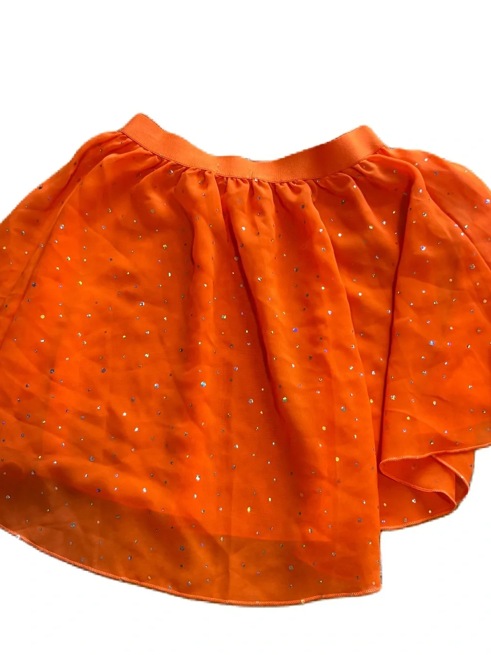 Orange Sparkle Skirt Girls Sz Large Glitter Halloween